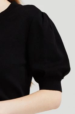 STORETS CLOTHING Lucy Buttoned Cardigan W/Puff Sleeve