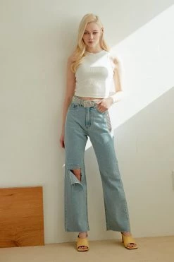 STORETS CLOTHING Haily Slash Ripped Jeans