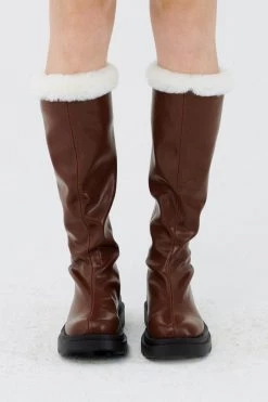 STORETS ACCESSORIES Andrea Faux Fur Trim High Boots