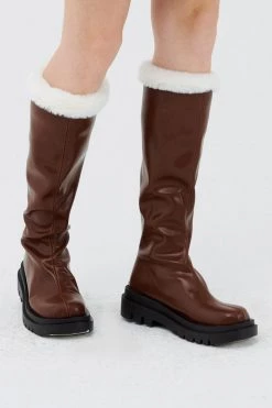 STORETS ACCESSORIES Andrea Faux Fur Trim High Boots