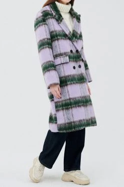 STORETS Jesh Fuzzy Plaid Coat CLOTHING