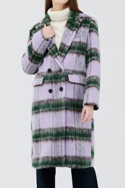 STORETS Jesh Fuzzy Plaid Coat CLOTHING