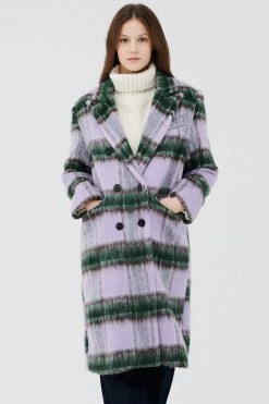 STORETS Jesh Fuzzy Plaid Coat CLOTHING