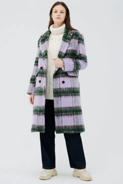 STORETS Jesh Fuzzy Plaid Coat CLOTHING
