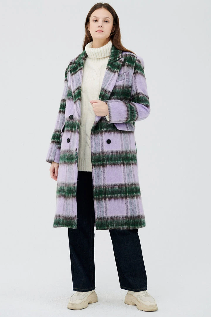 STORETS Jesh Fuzzy Plaid Coat CLOTHING