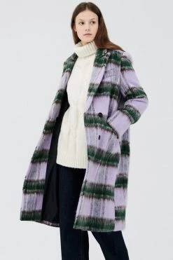 STORETS Jesh Fuzzy Plaid Coat CLOTHING