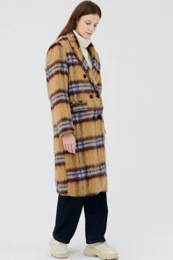 STORETS Jesh Fuzzy Plaid Coat CLOTHING