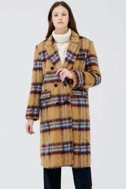 STORETS Jesh Fuzzy Plaid Coat CLOTHING