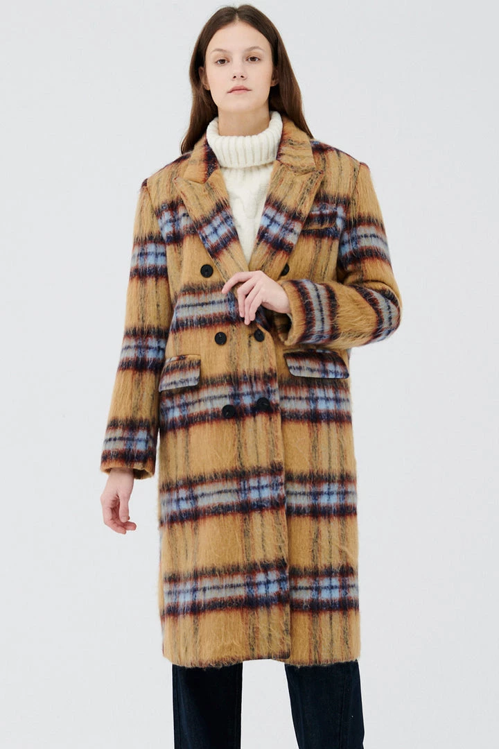 STORETS Jesh Fuzzy Plaid Coat CLOTHING