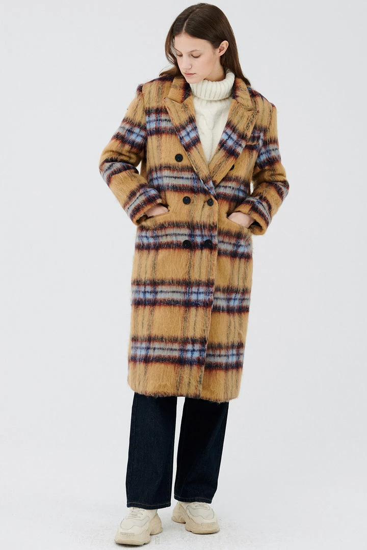 STORETS Jesh Fuzzy Plaid Coat CLOTHING
