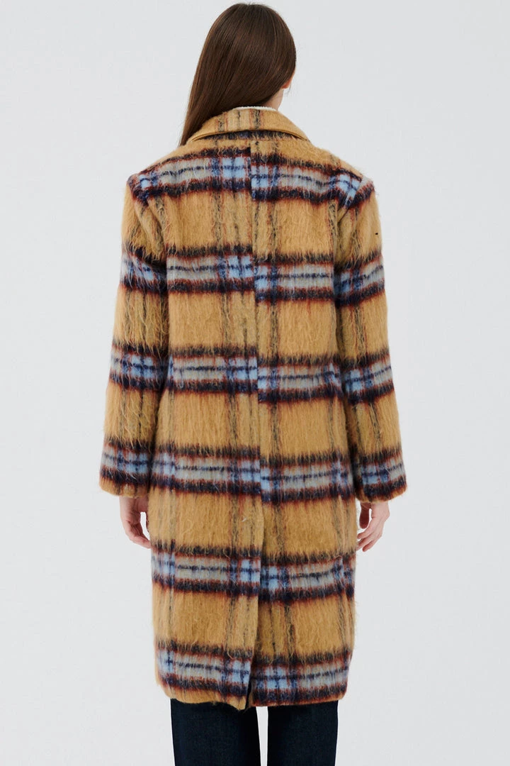 STORETS Jesh Fuzzy Plaid Coat CLOTHING