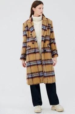 STORETS Jesh Fuzzy Plaid Coat CLOTHING