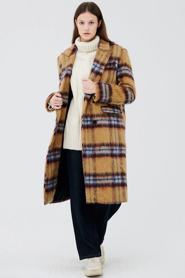 STORETS Jesh Fuzzy Plaid Coat CLOTHING