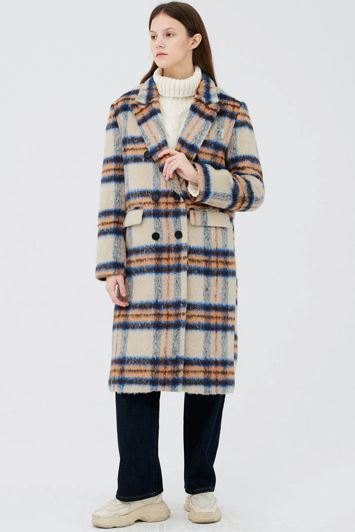 STORETS Jesh Fuzzy Plaid Coat CLOTHING