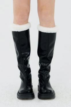 STORETS Andrea Faux Fur Trim High Boots ACCESSORIES