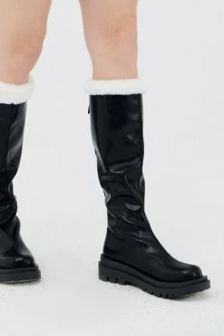 STORETS Andrea Faux Fur Trim High Boots ACCESSORIES