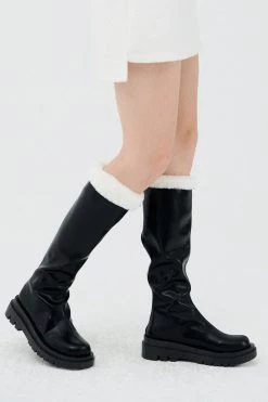 STORETS Andrea Faux Fur Trim High Boots ACCESSORIES