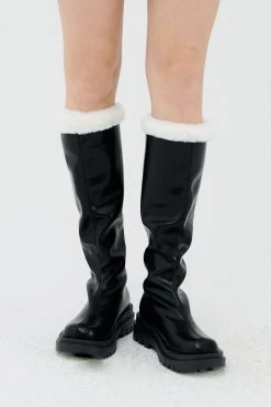 STORETS Andrea Faux Fur Trim High Boots ACCESSORIES