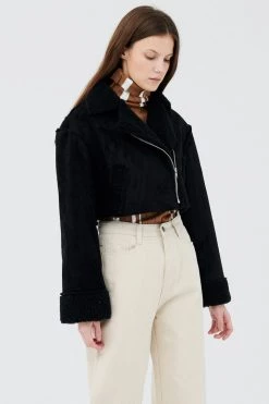 STORETS Harlow Faux Shearling Cropped Jacket