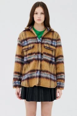 STORETS CLOTHING Zora Fuzzy Plaid Shacket
