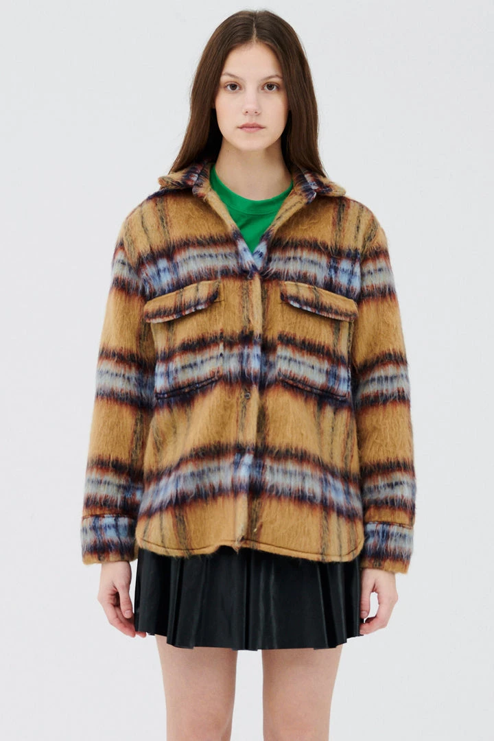 STORETS CLOTHING Zora Fuzzy Plaid Shacket