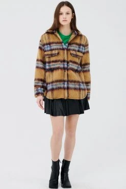 STORETS CLOTHING Zora Fuzzy Plaid Shacket