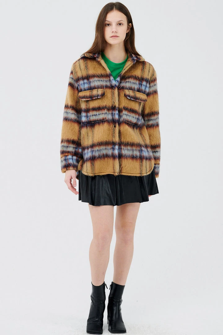 STORETS CLOTHING Zora Fuzzy Plaid Shacket