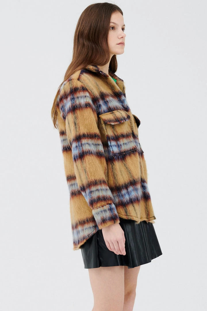 STORETS CLOTHING Zora Fuzzy Plaid Shacket