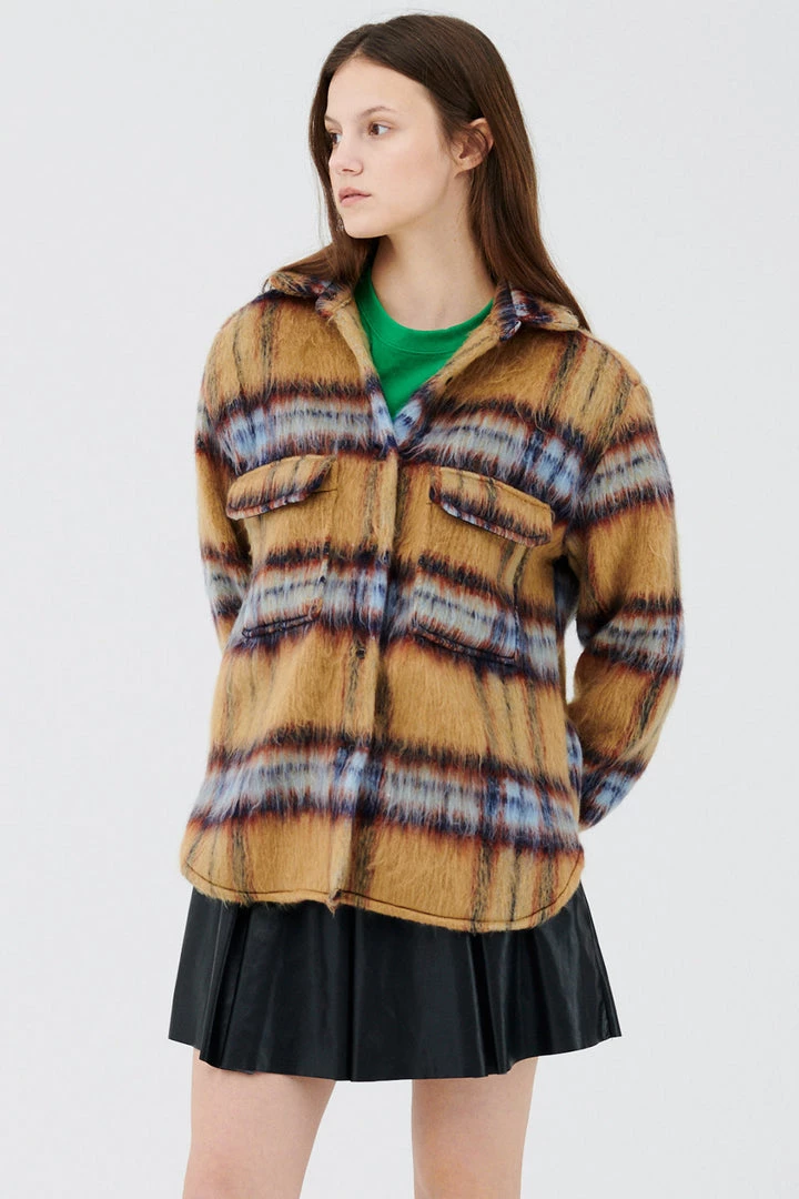 STORETS CLOTHING Zora Fuzzy Plaid Shacket