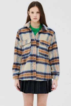 STORETS CLOTHING Zora Fuzzy Plaid Shacket