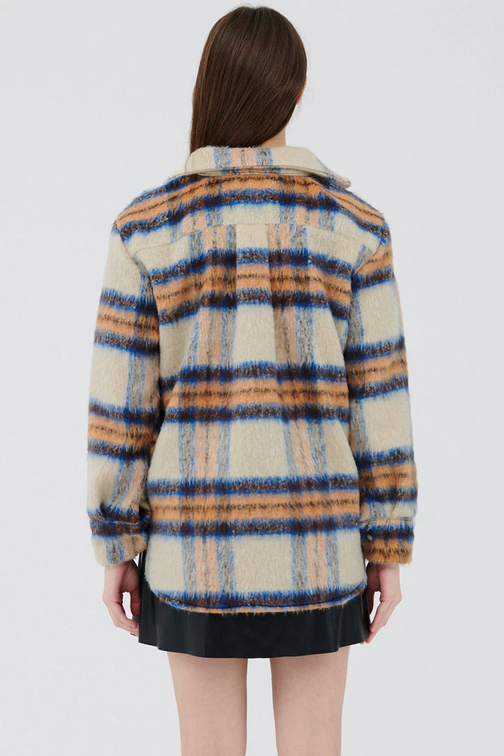 STORETS CLOTHING Zora Fuzzy Plaid Shacket