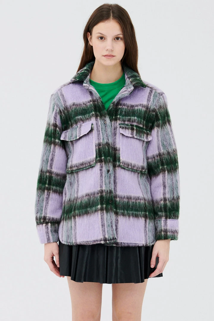 STORETS CLOTHING Zora Fuzzy Plaid Shacket