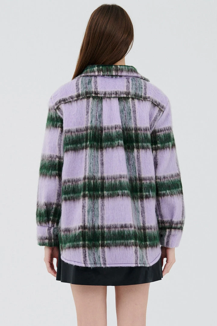 STORETS CLOTHING Zora Fuzzy Plaid Shacket