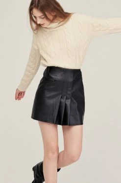 STORETS Elle Pleather Pintucked Skirt CLOTHING
