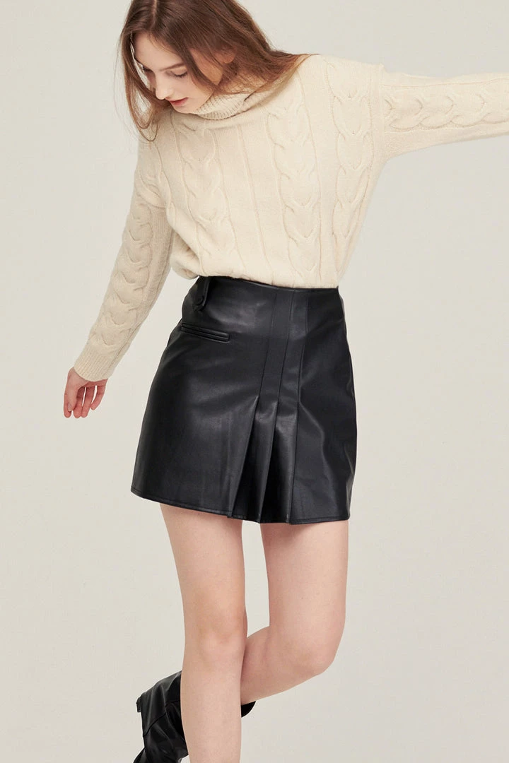 STORETS Elle Pleather Pintucked Skirt CLOTHING