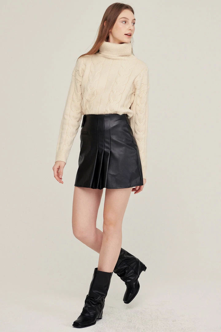 STORETS Elle Pleather Pintucked Skirt CLOTHING