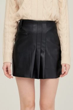 STORETS Elle Pleather Pintucked Skirt CLOTHING