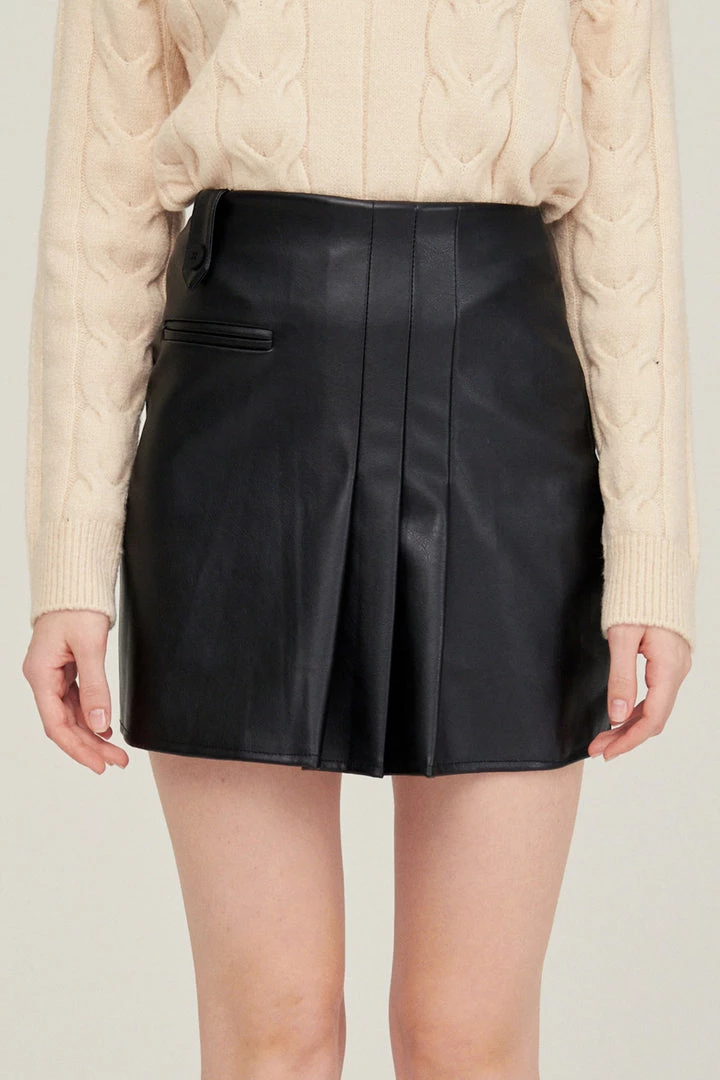 STORETS Elle Pleather Pintucked Skirt CLOTHING