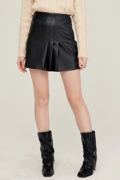 STORETS Elle Pleather Pintucked Skirt CLOTHING