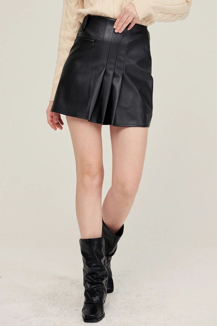 STORETS Elle Pleather Pintucked Skirt CLOTHING