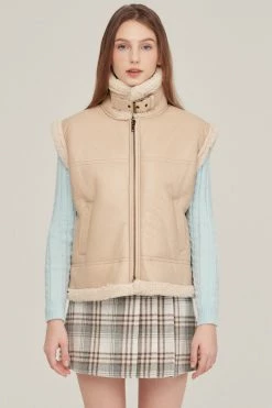 STORETS Daniela Pleather Shearling Vest