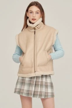 STORETS Daniela Pleather Shearling Vest