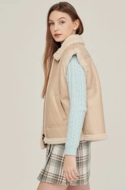 STORETS Daniela Pleather Shearling Vest