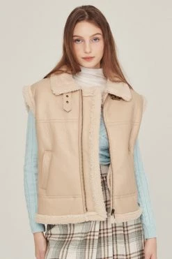 STORETS Daniela Pleather Shearling Vest
