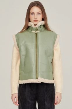 STORETS CLOTHING Daniela Pleather Shearling Vest