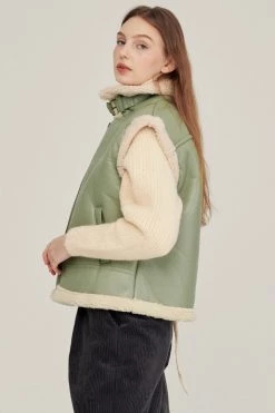 STORETS CLOTHING Daniela Pleather Shearling Vest