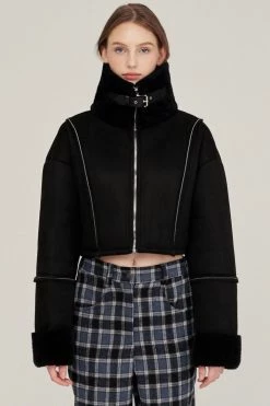 STORETS Valen Cropped Faux Mink Jacket