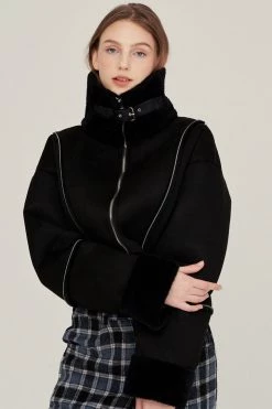 STORETS Valen Cropped Faux Mink Jacket