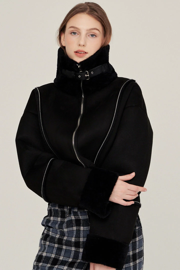 STORETS Valen Cropped Faux Mink Jacket