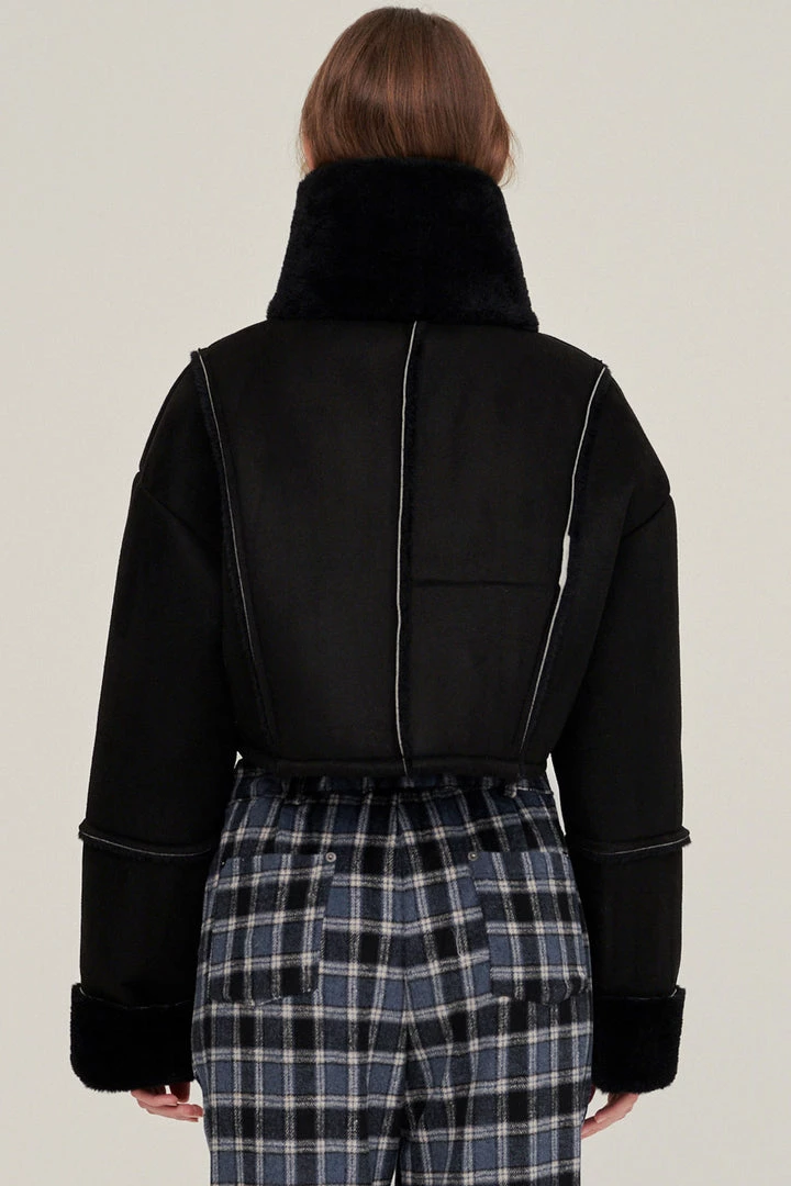 STORETS Valen Cropped Faux Mink Jacket